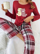 Leve 2 Pague 1] Pijama Feminino Ursinho do Inverno (Proteção e conforto térmico) + BRINDE: 1 Pantufa Antifrío + estilo para usar em casa