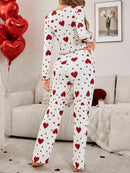 [Leve 2 Pague 1] Pijama Feminino Coração de Outono (Ideal para noites frias) + BRINDE: 1 Pantufa Nuvem Antiaderente